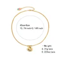 Double-layered golden necklace with round pavé diamond pendant and a butterfly tag - Pave Rhinestone Round Double Layer Pendant Style (NCN00878)