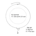 Vue détaillée du collier lune et étoile en zircon avec dimensions 43,5 cm plus 6 cm chaîne - Argent