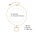 Detail of gold necklace with round pendant and size specifications in centimeters - Bar Through Ring Pendant Style (NCN00173)