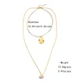 Detailed specs of double-layer gold necklace with teardrop and pearl pendants - Gold Double Layer Teardrop Pearl Necklace (NCN00846)