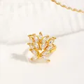 Exquisite gold-plated nail ring featuring marquise-cut zircon stones in leaf cluster design - Marquise Zircon Cluster Style (NCR03767) / Gold