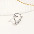 Exquisite gold-plated copper nail ring with irregular oval frame and zircon inlays - Silver Love Letter Style (NCR01939-1) / Silver