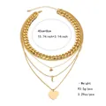 Ensemble collier multicouche doré avec chaîne gourmette et pendentif cœur, longueur 40cm - Style Statement Gros Cœur Œil du Diable (NCN02021)
