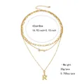 Gold layered necklace featuring paperclip chain with Sydney and R initial pendants - Sydney Letter R Paperclip Style (NXN01960)