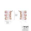 Rose gold rectangular stud earrings featuring three emerald-cut cubic zirconia stones - Rose Gold Step Zirconia Style (NCE01495-1)
