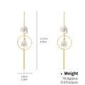 Golden tassel drop earrings with clear cubic zirconia crystals and geometric round links - Tassel Ring Long Style (NCE01623)