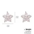 Silver flower stud earrings with white zircons measuring 1cm diameter and weighing 1.37g - Five Petal Flower Style (NCE01931)