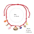 Multilayer red woven necklace with colorful sea turtle, shell and fish charms 80cm - 80cm Length / Red Rope Turtle Boot Style (WXN06235)