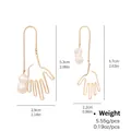 Fashion gold alloy hoop earrings with abstract palm face and baroque pearls - Palm Cut-out Asymmetric Baroque Style (NCE01592 Freshwater Pearl)