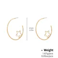 Fashionable golden star-in-circle hoop earrings with polished geometric minimalist design - Minimalist Hoop With Star Pattern (NCE00564)