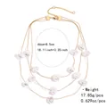 Collana dorata a tre strati con perle barocche, 46cm+8,5cm, peso di 17,85g, chic - Collana a Strati (DNXN08060)