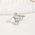 Adjustable silver finish nail ring featuring star and crown cubic zirconia accents - Silver Star Crown Style (NCR03763-1) / Silver