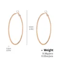 Classic 60mm rose gold hoop earrings with snake chain texture and geometric design - Snake Chain Texture Large Hoop Style (NCE01581)