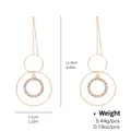 Classic gold layered hoop earrings with white crystals and triple ring tassels - Three-Layer Overlapping Hoop Rhinestone Tassel (NCE01566)