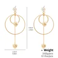 Classic gold geometric heart hoop earrings with sparkling cubic zirconia drops - Nested Double Hoop Solid Heart Pendant (NCE00562)