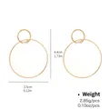 Classic gold hoop earrings with double circle design and baguette zircon stone - Baguette Cut Zirconia Double Circle Geometric (NCE00563)