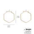 Minimalist gold geometric hexagon hoop earrings with sparkling zircon inlay for women - Minimalist Hexagonal Frame Pave Rhinestone (NCE01645)