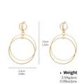 Classic double nested golden hoop earrings with clear zirconia in minimalist style - Double Layer Nested Hoops Linked Small Diamond (NCE01640)