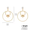Classic golden hoop earrings with sparkling zircon studs and pentagram star charms - 3D Pentagram Overlapping Double Hoop Style (NCE00560)