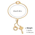 Adjustable golden link bracelet with heart key pendant and 23cm circumference - Gold Heart Key Sliding Buckle Style (NCB00062)