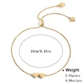 Elegant adjustable gold-plated double heart slider bracelet with smooth box chain finish - Gold Overlapping Double Heart Style (NCB00061)