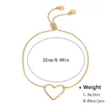 Adjustable gold-plated heart bracelet for women with dainty hollow heart charm and pull chain - Gold Minimalist Hollow Heart Style (NCB00065)