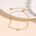Adjustable gold heart bracelet with pavé cubic zirconia and bolo slide clasp - Gold Patchwork Rhinestone Heart Style (NCB00066)