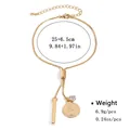 Adjustable gold finish bracelet featuring an Elizabeth II coin and zircon pendant - Gold Elizabeth Coin Pendant Style (NCB00067)