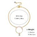 Adjustable golden bracelet with five white pearls and a sparkling clear crystal pendant - Gold Pearl Ring Pendant Style (NCB00426)