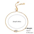 Adjustable gold plated bracelet with zircon stone, pearl, and star charm accents - Gold Claw Set Round Zirconia Star Style (NCB00427)