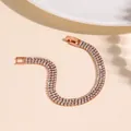 Exquisite triple-row rose gold tennis bracelet with white sparkling crystal zircons - Rose Gold Triple Row Tennis Bracelet Style (NCB00588)