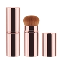 Portable retractable makeup brush in rose gold with dense bristles for blush and powder - Large Gold Round Head / Gold
