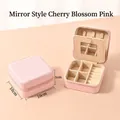 Portable cherry blossom pink jewelry box with mirror and cross grain leather finish - Cherry Blossom Pink (With Mirror)