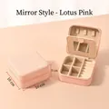 Lotus pink mini portable travel jewelry storage box with mirror for rings and necklaces - Lotus Pink (With Mirror)