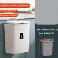 9L White wall-mounted trash can with 6.5L inner bucket and adhesive hooks - 9L Flip Trash Can with Inner Bucket / White