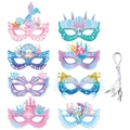 Set of 8 colorful mermaid themed party masks with elastic strings for birthday decor - 8-piece Mermaid Eye Mask Y-00642