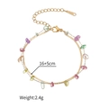 Detail of 18K gold stainless steel layered bracelet with colorful natural stones - Double Layer Bracelet
