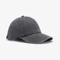 Detail of a charcoal grey washed cotton baseball cap with six-panel design and top button - Blank Style / Dark Gray