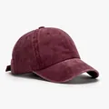 Classic burgundy washed cotton baseball cap with adjustable strap and vintage texture - Blank Style / Burgundy
