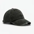 Classic washed dark grey cotton canvas baseball cap in a vintage six-panel structure - Blank Style / Dark Green