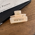 Rectangular cream acetate hair claw clip with marble texture and golden spring mechanism - Mist Yellow