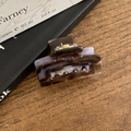 Rectangular acetate hair claw clip with dark brown and purple tortoiseshell pattern - Textured Black-Blue