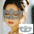 Elegant silver lace phoenix masquerade mask for women with intricate cutout patterns - Flower Heart / Silver