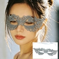 Elegant silver lace masquerade mask for Halloween, Phoenix style half face party eye mask - Wave Pattern / Silver