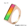 Golden ring with rainbow gradient rectangular surface size 17 weighing 4.08g - Iridescent Gradient Rectangular Face Ring (DNCR04004) / Size 17