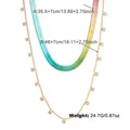 Double-layered colorful gradient herringbone chain with sparkling crystal charms - Iridescent Gradient Double Layer Snake Chain Rhinestone Necklace (DNCN03596-1)