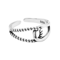 Anillo abierto entrelazado minimalista de plata de ley S925 con acabado de metal vintage - Estilo Abierto Entrelazado Retorcido