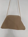Borsa a nuvola in maglia a coste color talpa con tracolla a catena dorata e design sobrio - Borsa in velluto a coste con catena / Cachi Pieghettato