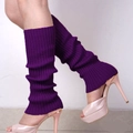 Cozy purple ribbed knit leg warmers for women providing warmth and stylish winter comfort - Deep purple