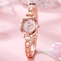 Elegant rose gold women's watch with small pink dial and stylish metal link chain strap - Rose Gold Pink Dial